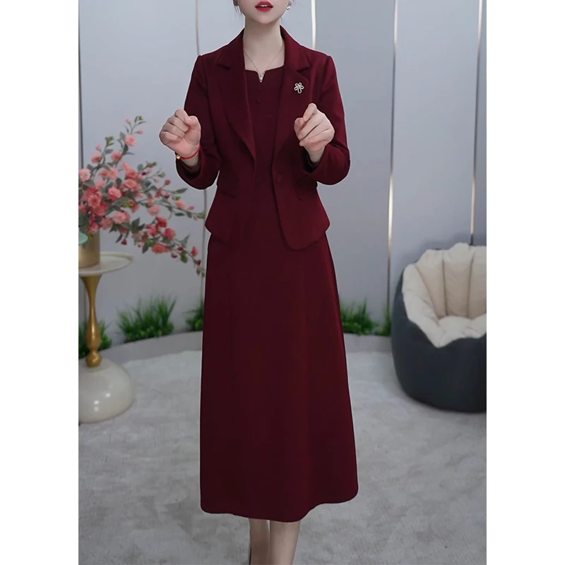 哥弟阿玛施正品高端品牌小西装两件式洋装女2025秋季新款妈妈婚宴