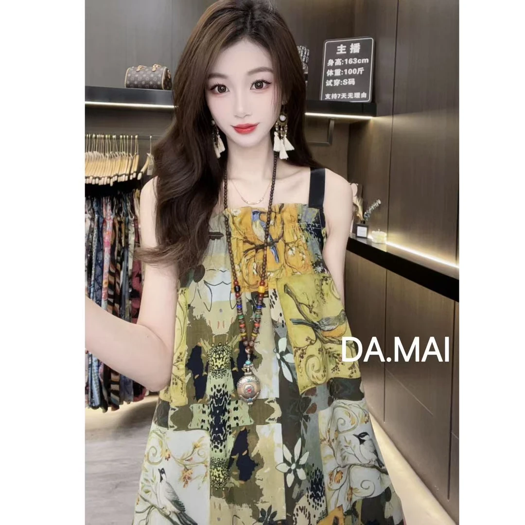 DA.MAI-8891#2025女款轻奢宽松长裙春夏缎料无袖气质时尚连衣裙