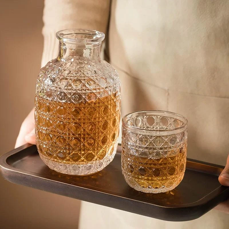 【新人福利】一人水壶冷泡瓶茶壶套装玻璃凉水壶复古浮雕高颜值