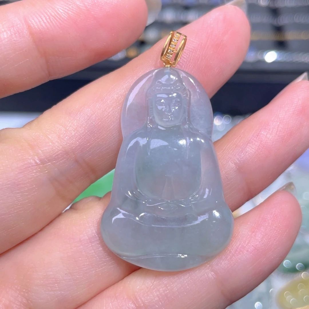 颈饰18K金镶嵌翡翠翡翠