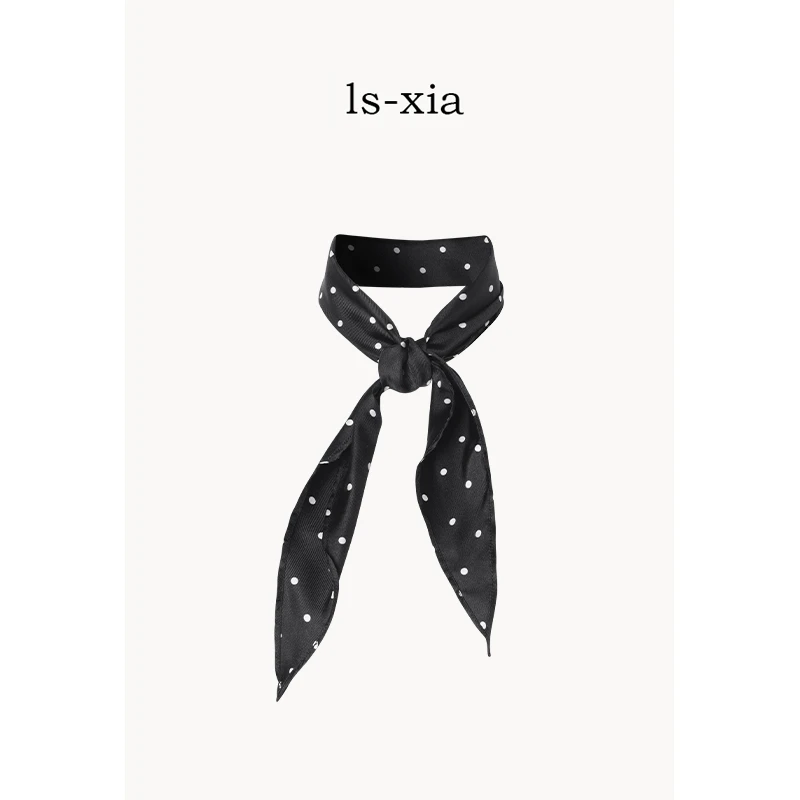 【万种风情】优雅叠搭 斜裁菱形波点丝巾14姆米手工卷边100桑蚕丝