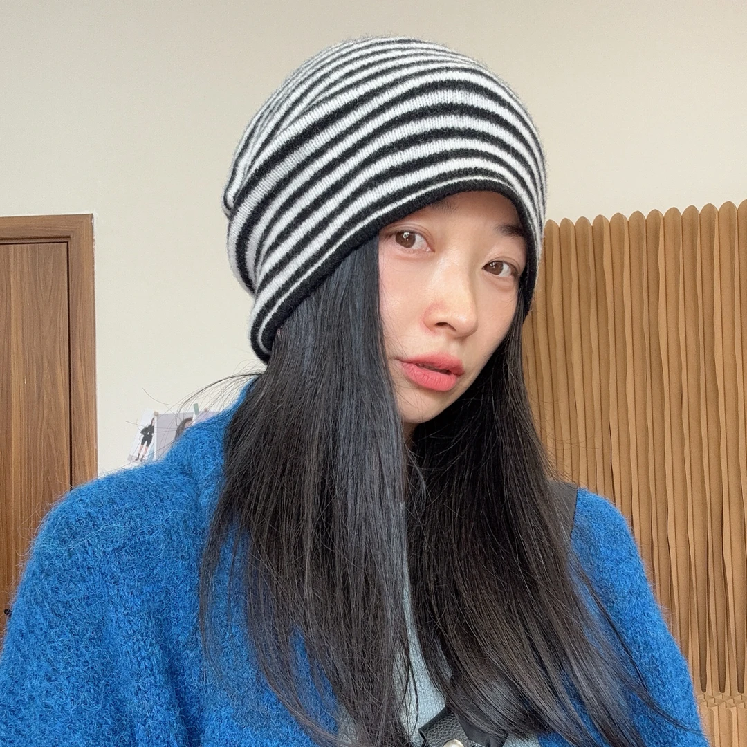 （彩虹糖）极简风秋冬羊毛针织毛线帽休闲百搭