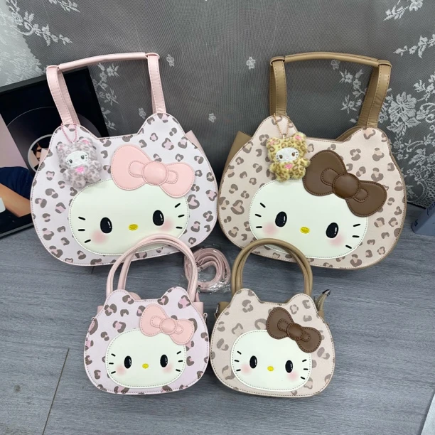 新款可爱高颜值时尚风洋气蝴蝶结豹纹刺绣猫咪小手提大托特系列