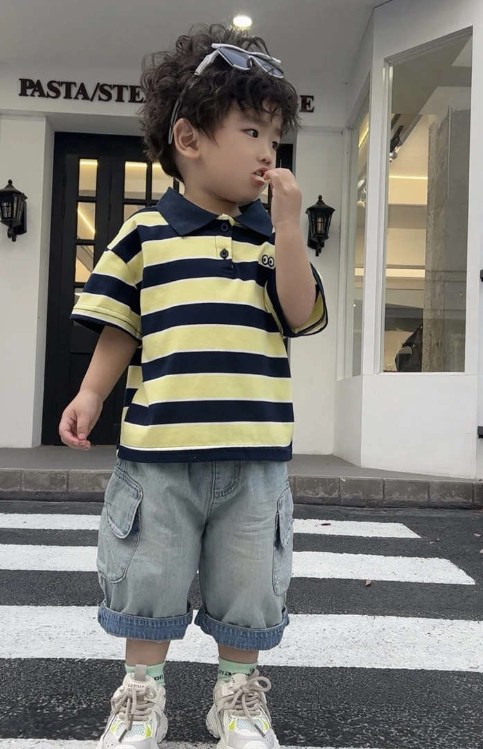 【棉逗熊品牌】2025男童韩版夏季休闲中大童百搭POLO衫-15257