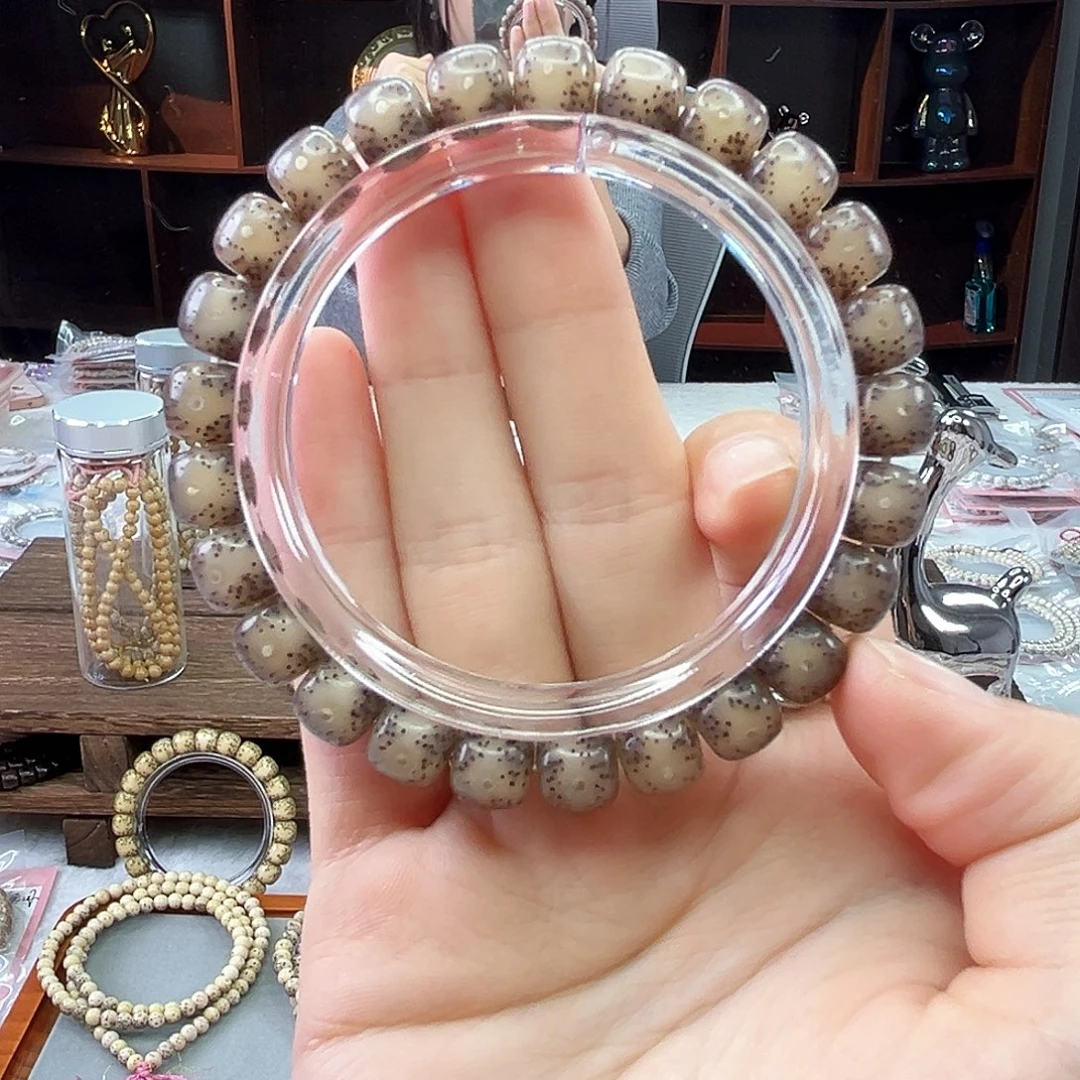 手串星月菩提Ll.9x8全玉化黑冰 月留白大眼