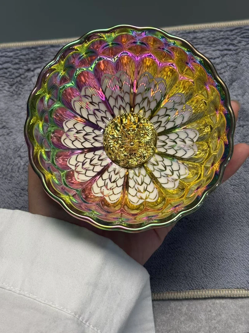 七彩金龙手绘主人杯茶杯陶瓷创意手工B家用描金茶具珐琅彩