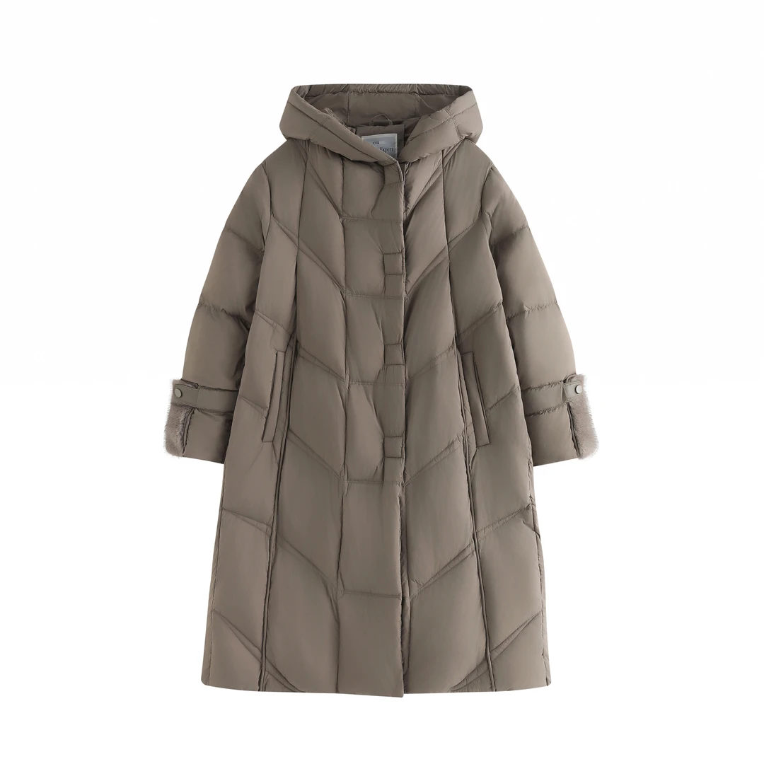 通2024年冬季新款设计款连帽保暖羽绒服J24589