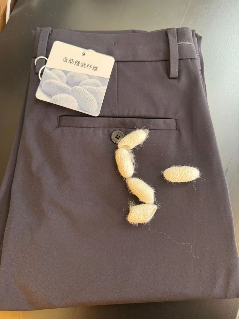 2025夏季新款（桑蚕丝）弹性男士薄款长裤休闲裤-1