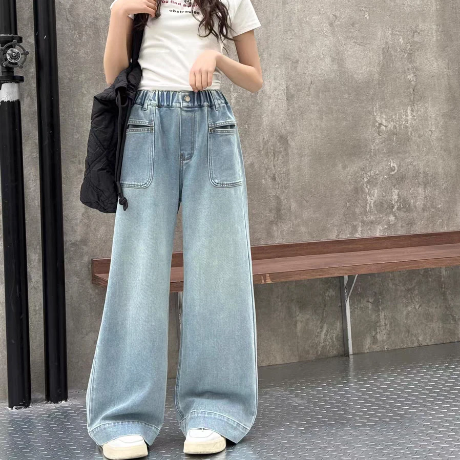 女童牛仔裤4显瘦直筒百搭