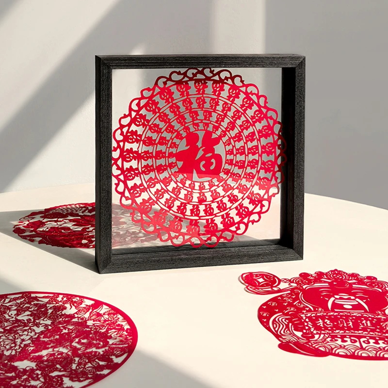 态生活国风新年喜庆手工非遗剪纸百福图客厅玄关入户摆台装饰摆件