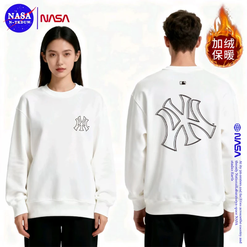 秋冬加绒卫衣男女同款时尚爆款加绒圆领卫衣前后棒球Y