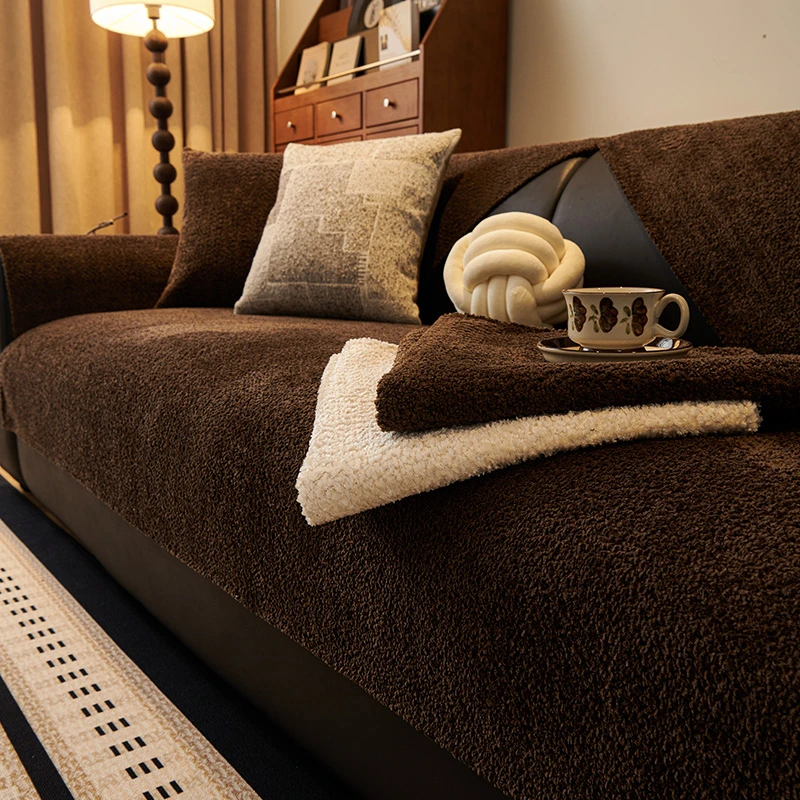 高级感皮沙发垫极简轻奢高档纯色防滑坐垫子四季通用固定直排盖布