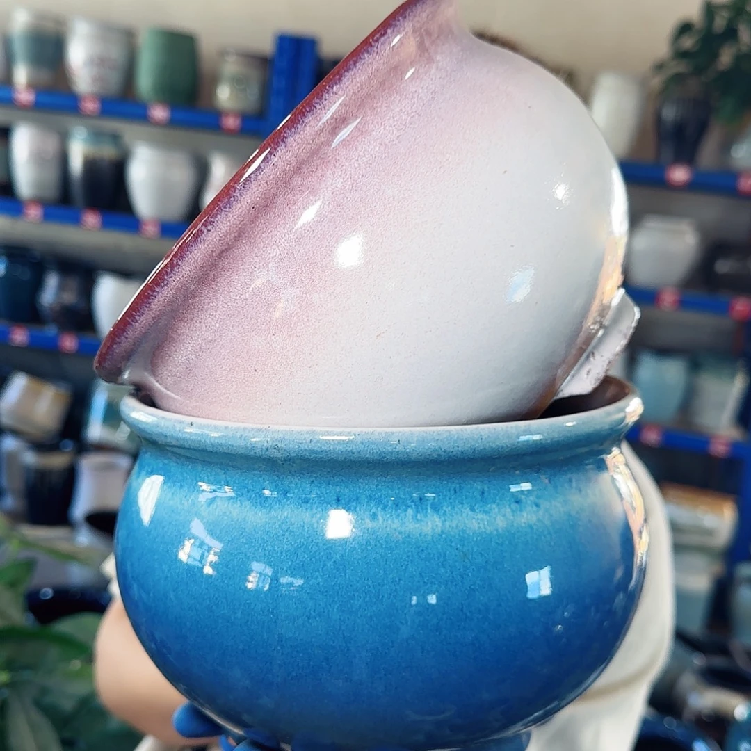 紫砂花盆高13口19