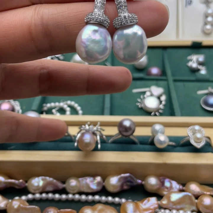 淡水珍珠耳饰合金金*金