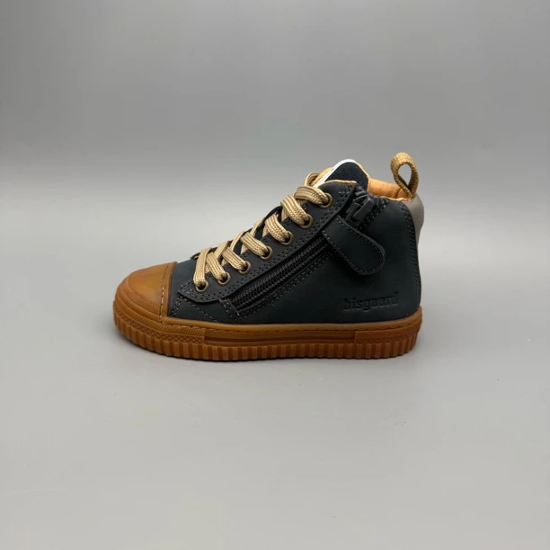 bi001 深蓝系带高帮休闲鞋 时尚百搭