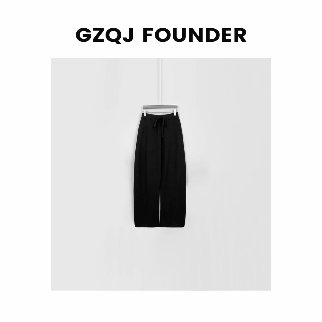 老琴私服 【超模弯刀裤】 时尚百搭纯色高腰复古羊毛休闲裤 90014