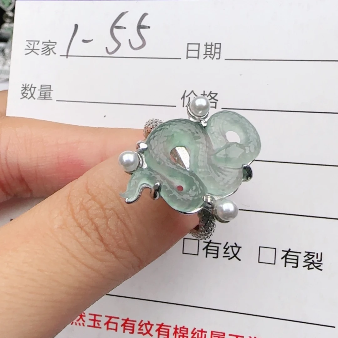 翡翠戒指银S925镶嵌戒指
