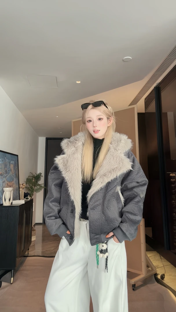 美式潮牌云朵绒解构剪裁设计座山雕棉服连帽刺绣冬季保暖棉衣外套