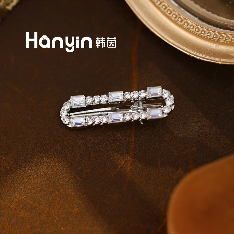 法式高级简约爆闪方形款发夹韩版一字夹ins饰品