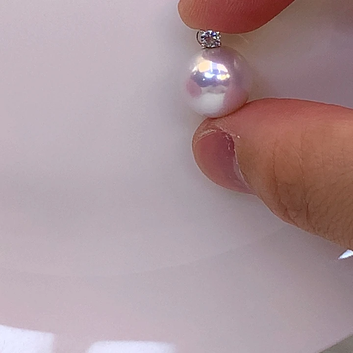 淡水珍珠18K金镶嵌吊坠(不含链)
