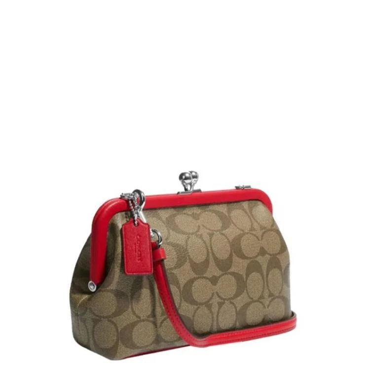 全新未使用 COACH/蔻驰 拼色吻锁经典印花单肩斜跨包CH512