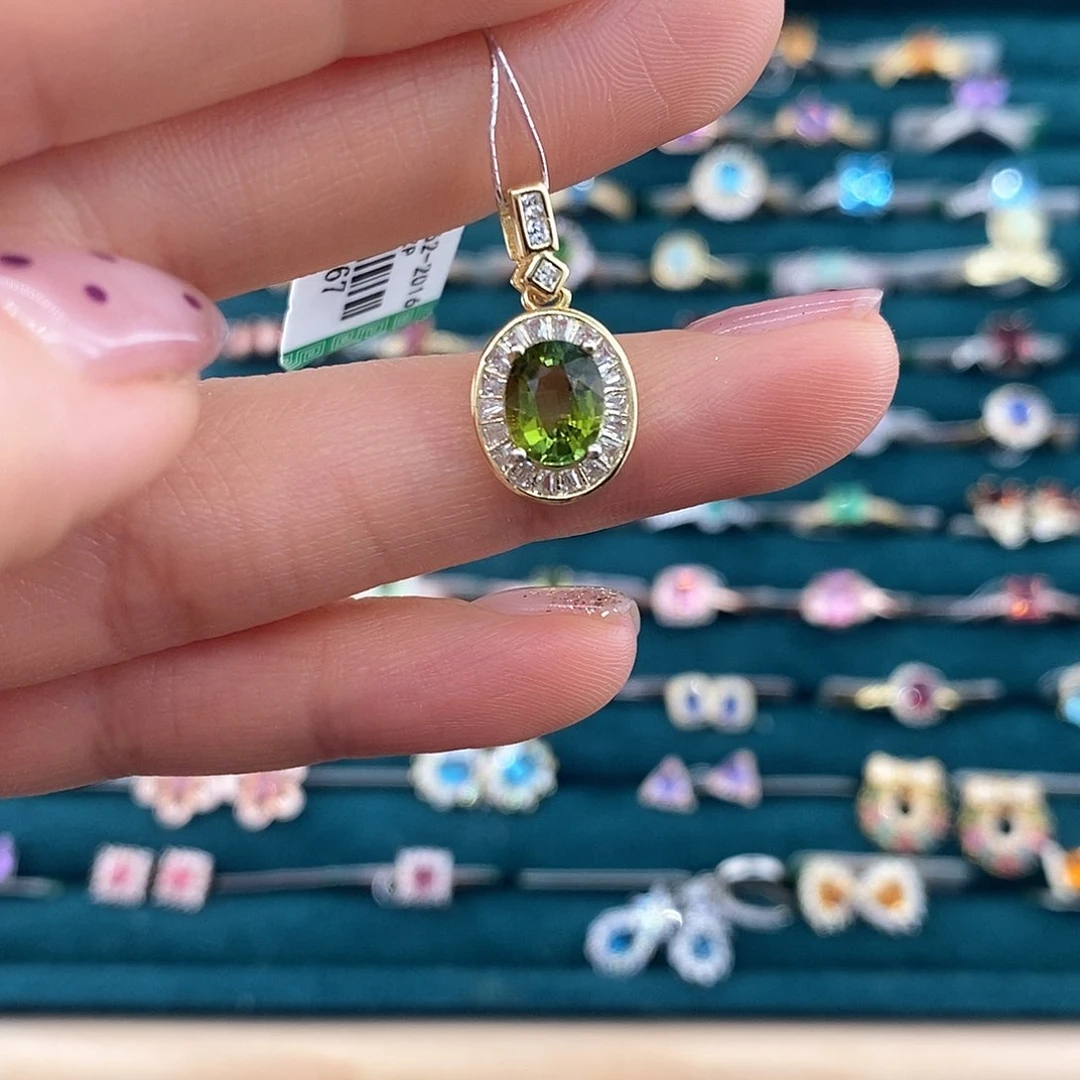 颈饰银S925镶嵌碧玺吊坠