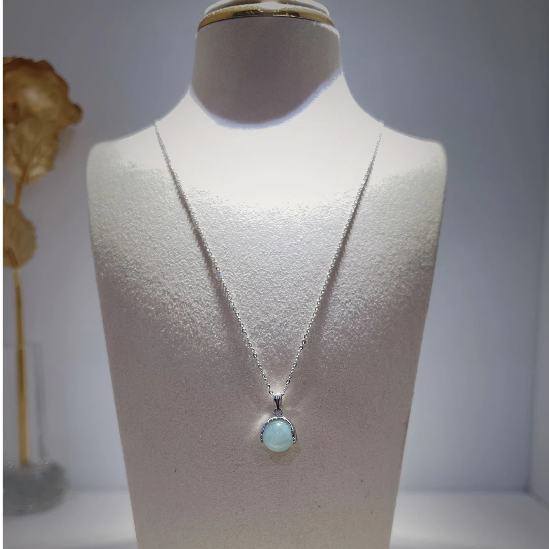 【贴米福利.掌上明珠】天然A货翡翠银镶吊坠9-10mm多样性发货发其一