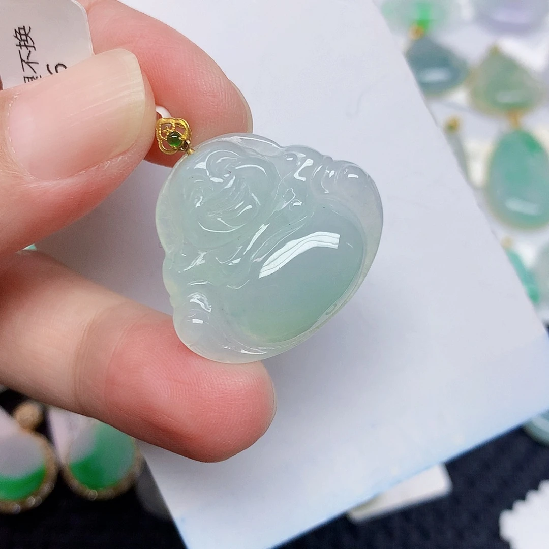 翡翠18K金镶嵌颈饰345678