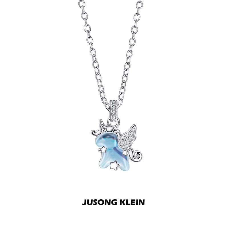 Jusong klein 钛钢项链 原创设计夏日海边系列独角兽项链女锁骨链