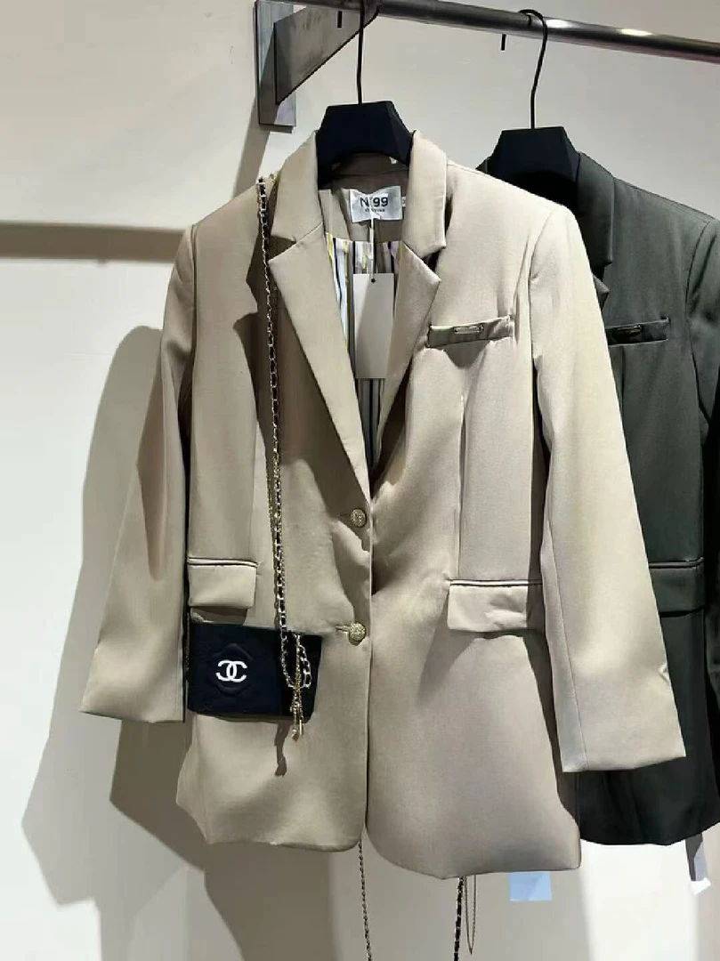 【Ann.G】N20104 春夏带链条西装宽松气质显瘦高级感气质外套