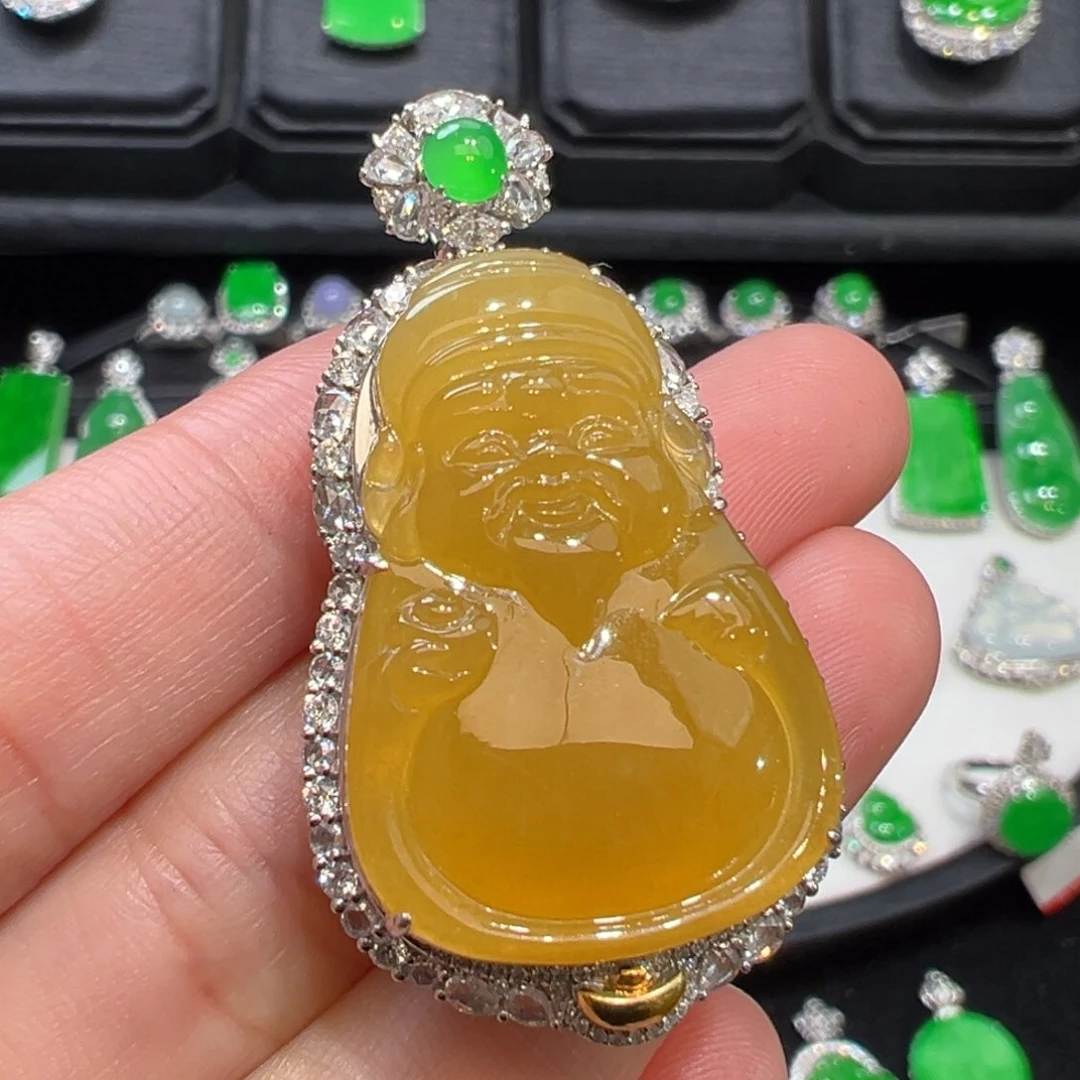 翡翠吊坠(不含链)18K金镶嵌48小时鉴赏期（超时不退不换）