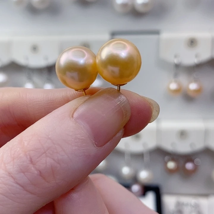 银S925镶嵌耳饰淡水珍珠A