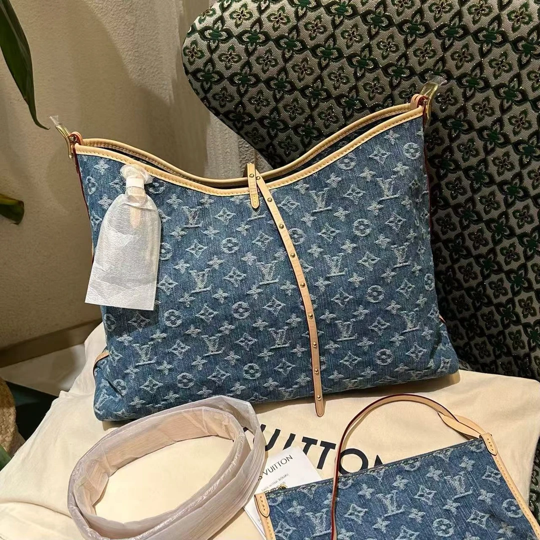 全新未使用 LouisVuitton/路易威登 蓝牛仔丹宁中号carryall