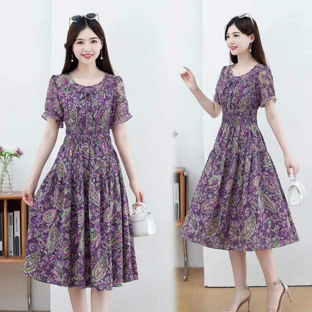 高档气质时尚显瘦夏季新款连衣裙宽松显瘦洋气中长款女装裙子爆款