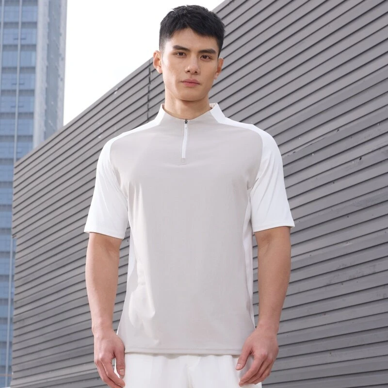 半高领T恤短袖男骑行服夏季跑步健身运动速干训练冲锋风衣T03