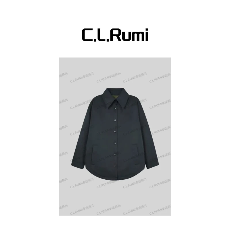 【Rumi时装】“订单款”25秋冬经典百搭宽松衬衫领双面穿羽绒服7130wt