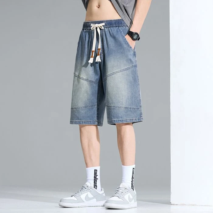 2025莱赛尔男士潮牌夏季薄款II水洗牛仔短裤潮流百搭五分裤子
