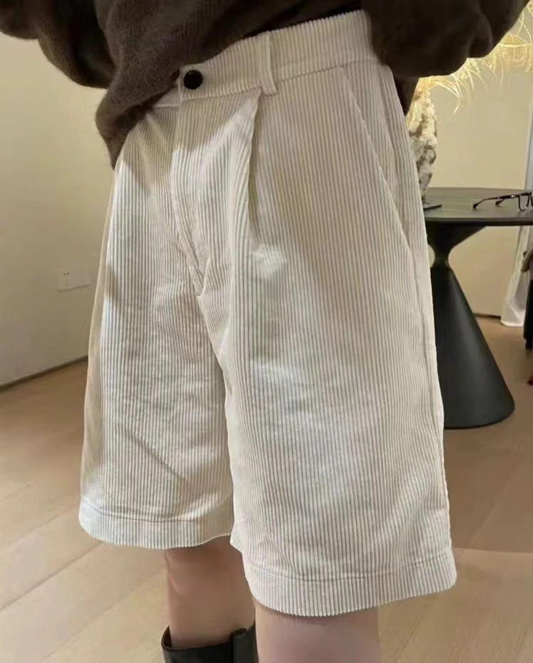 中裤ins五分裤韩版直筒百搭宽松休闲时尚秋季灯芯绒显瘦女生