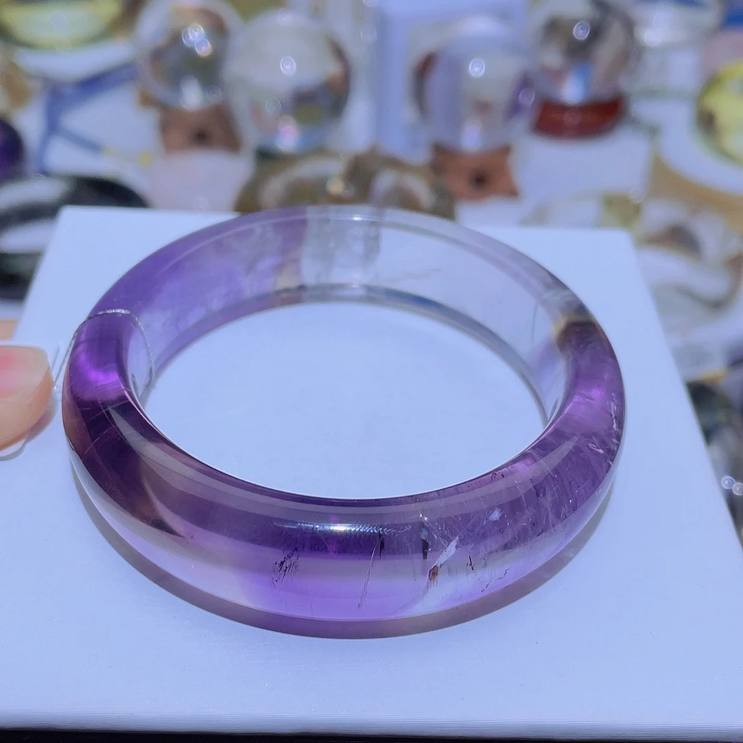 水晶手镯未镶嵌天然乌拉圭冰透紫水晶