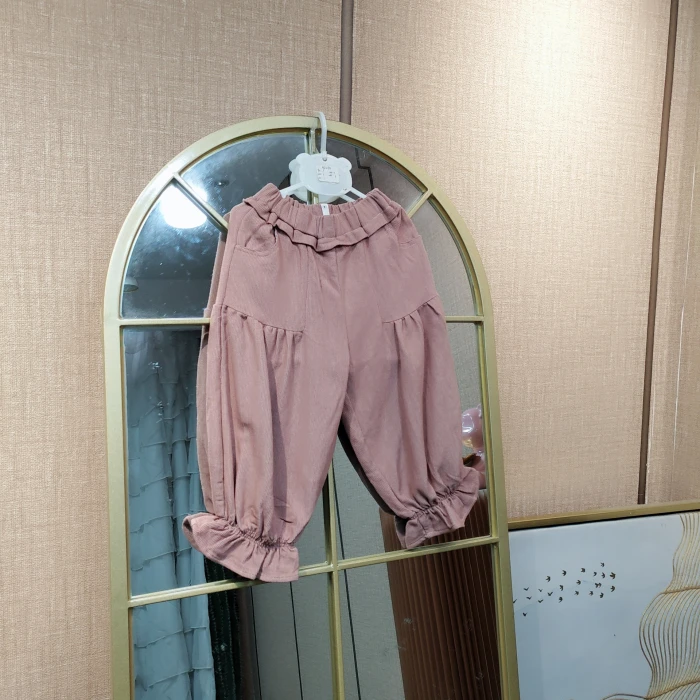 AD285   宝宝粉色单层春款裤子