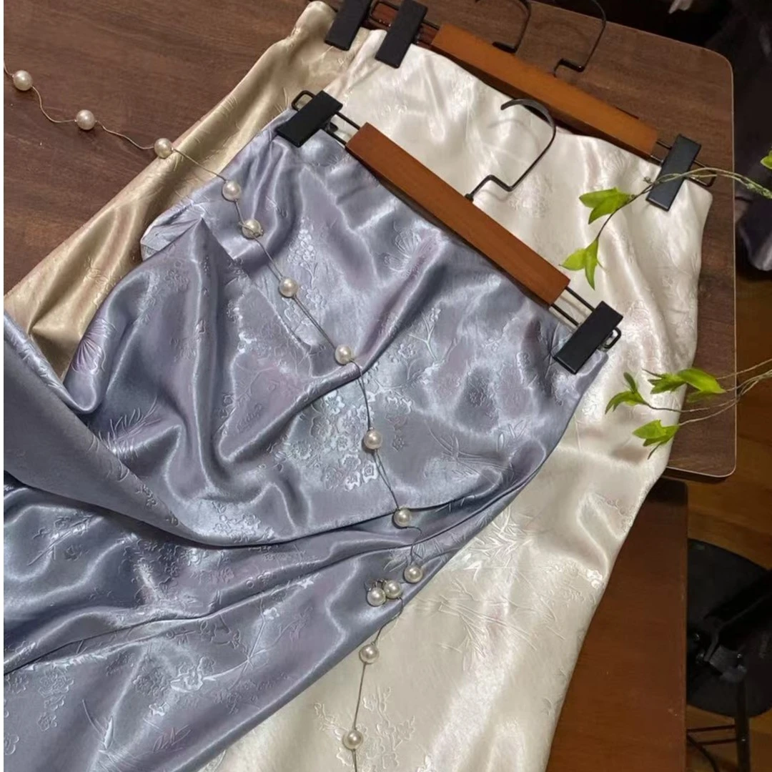 【寻梅记】（钢印压花）高级感夏季显瘦半身裙 女中式半身裙中国风