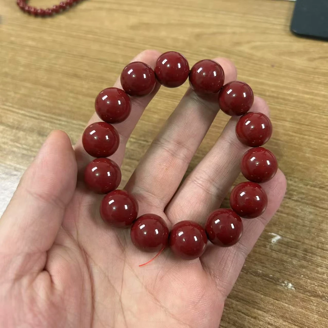 含辰砂工艺品卡16mm 大尺寸单圈素圈手串