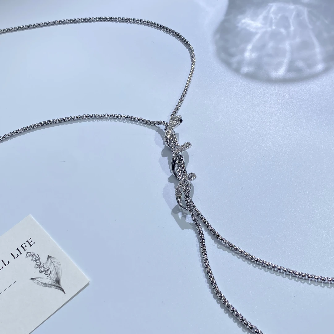 铜合金合成锆石项链 05345欧美风时尚轻奢气质盘蛇长款项链