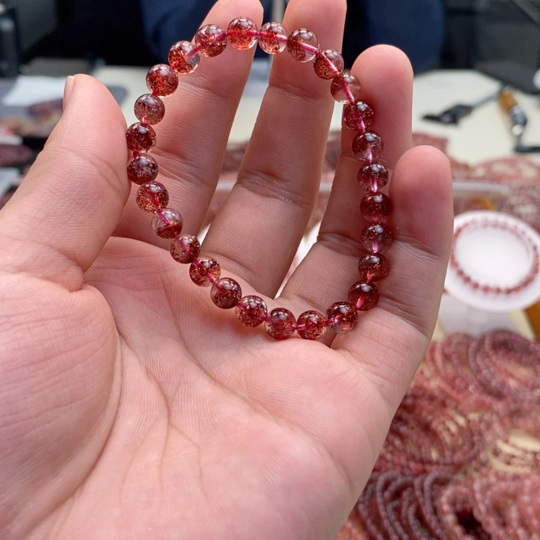 未镶嵌手串水晶浓矿金草莓 多样性发一