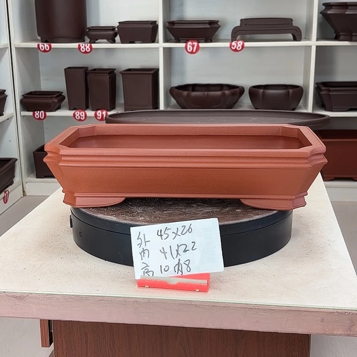 紫砂花盆中切角小