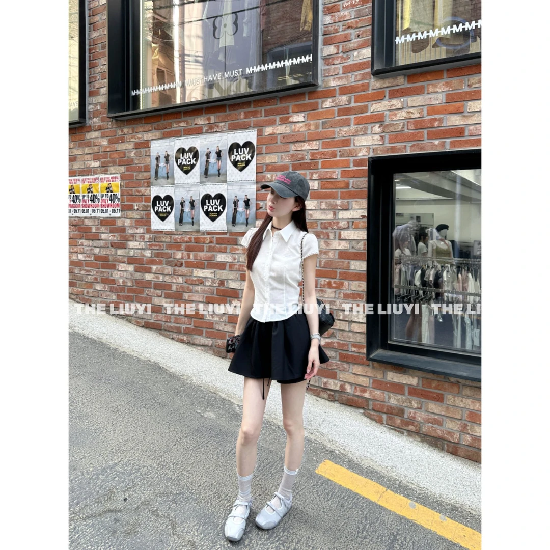 【LIUYI】韩女滤镜~夏季韩系温柔收腰显瘦小衫55165