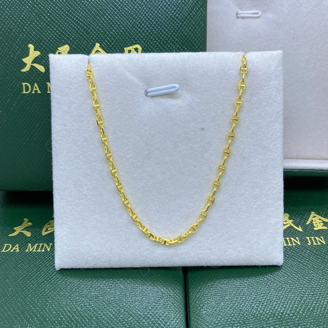 #9538黄18K金Au750猪鼻子流苏精品锁骨套链百搭时尚轻奢气质