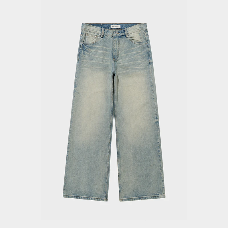 Amicus Animae百年传承日本Kaihara冈山VTG感波纹86浅蓝牛仔裤