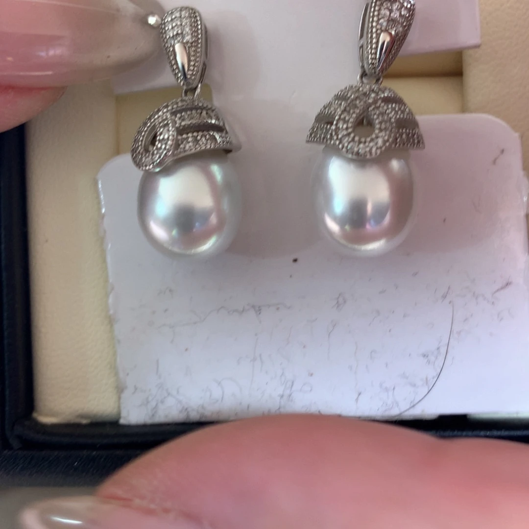 银S925镶嵌耳饰海水珍珠
