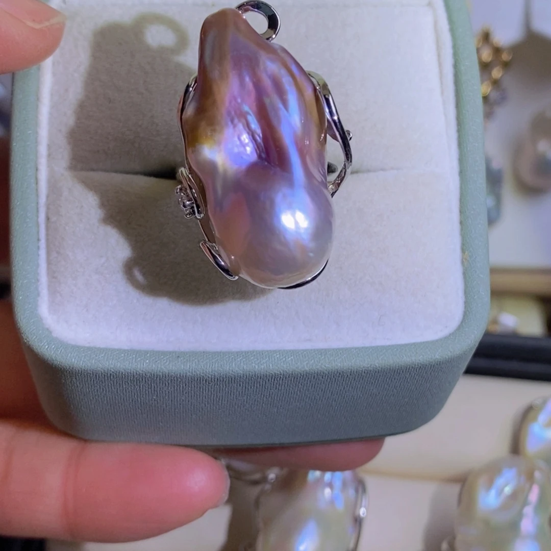 银S925镶嵌天然淡水珍珠淡水珍珠